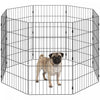 PawHut Foldable Dog Playpen, Expandable Metal Exercise Pet Fence with Grounding Stakes Indoor Outdoor Use for Small Medium Dogs, 20\" x 32\", 8 Panels, Black
