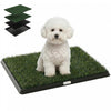 PawHut Dog Grass Pad with Tray, Artificial Grass Pet Training Toilet with Drainage Grid, 2 Grass Mats, Dog Potty Tray for Indoor Outdoor Use, Washable, 25\" x 20\", Black