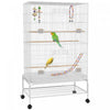 Pawhut 52\" Bird Cage For Budgies Cockatiels Canaries Lovebirds Finches With Rolling Stand, Toys, Removable Tray, Storage Shelf, White