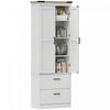 HOMCOM 67\" Tall Kitchen Pantry Cabinet with Adjustable Shelves Cream White