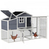 Pawhut 76\" Wooden Chicken Coop, Outdoor Hen House Poultry Duck Goose Cage With Outdoor Run, Nesting Box, Removable Tray And Lockable Doors, Grey