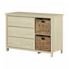 Cotton Candy 3-Drawer Dresser with Storage Baskets - Bleached Oak