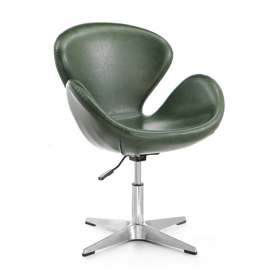 Manhattan Comfort Raspberry Polished Chrome Faux Leather Adjustable Swivel Chair - Forest Green|Chaise pivotante réglable Raspberry de Manhattan Comfort en chrome poli et en similicuir - vert forêt