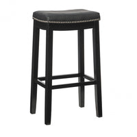 Claridge Faux Leather Backless Barstool - Black