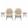 Benson Modern 3-Piece Lounge Chair Set in Cream - Set of 6