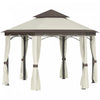Outsunny 13x13ft Hexagonal Patio Gazebo, Double roof Garden Pavilion Outdoor Marquee Canopy Wedding Party Tent Shelter With Sidewall Panels