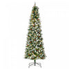 Homcom 7.5' Prelit Flocked Artificial Xmas Tree W/ Pine Cones, Berries