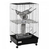Pawhut Small Animal Cage Habitat Pet Play House For Ferret With Wheels Hammocks Tunnels And 3 Doors Black