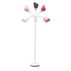 Skye 5 Light Adjustable Gooseneck Floor Lamp, White, Pink, & Smokey Gray, 67\"H