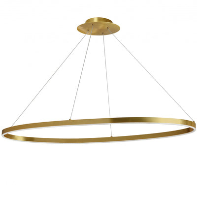 Dainolite Circulo Horizontal Chandelier 63w Aged Brass Finish White Silicone Diffuser Lamp|Lustre horizontal Circulo de Dainolite en silicone blanc qui diffuse la lumière, avec fini laiton vieilli et ampoule de 63 W