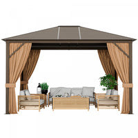 Costway 12' X 10' Patio Hardtop Gazebo W/ Galvanized Steel Top Aluminum Frame Outdoor