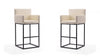 Ambassador Mid-Century Modern Metal Upholstered Barstool in Cream - Set of 2 Bar Stool
