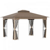 Outsunny 10' X 12' Patio Gazebo, Double roof Outdoor Canopy Shelter With Corner Frame And Mesh Netting For Garden, Lawn, Backyard And Deck, Brown