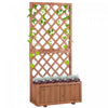 Outsunny 2.4 X 1 X 4.9 Ft Garden Wooden Pine Trough Planter With Topped Trellis Climbing Plants Flower Raised Bed, Orange