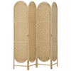 HOMCOM 4 Panel Room Divider, Bohemian Folding Privacy Screen, Natural Wood