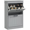 HOMCOM Narrow Shoe Cabinet for Entryway with Flip Drawers Adjustable Shelf