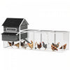 PawHut 137\"L Chicken Coop, Wooden Large Hen House with Chicken Run, Nesting Box, Poultry Cage for Outdoor, Backyard, Dark Grey