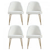 Gracie Modern Vegan Leather Metal Dining Chair in White and Gold - Set of 4