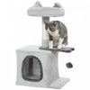 PawHut Cat Tree, 28\" Cat Tower for Indoor Kittens with Plush Top Bed, Cozy Condo, Sisal Scratching Post, Perch, Dangling Ball, Light Grey