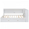 Diana Wood Full Daybed With Storage Shelves, Usb, Led, White