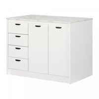Myro Kitchen Island With Storage - Faux White Marble And White