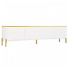 Croma 67 Inch Modern High-Gloss TV Stand with Cable Management and Gold Trim, White