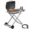 Outsunny Portable Propane Gas BBQ Grill with 9500 BTU Burner, Foldable Cart and Wheels, Piezo Ignition, Thermometer, Side Shelf for Outdoor Cooking, Gas Barbecue Grill, Black