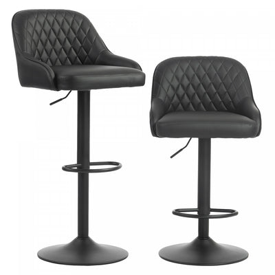 HOMCOM Bar Stools Set of 2 Adjustable Swivel Counter Height Black