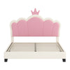 Judson Upholstered Princess Bed With Crown Headboard And Pu Platform Frame,full Size,cream Full Bed