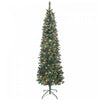 HOMCOM 7 ft Prelit Pencil Christmas Tree with Silver Glitter, Xmas Tree