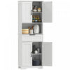 HOMCOM Pantry Cabinet with Small Open Counter, Buffet with Hutch, White