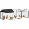 PawHut Metal Chicken Coop, Large Chicken Run with Waterproof & Anti-UV Cover for 3-5 Poultry, Outdoor Poultry Cage Rabbit Hutch for Backyard Farm, for Duck, Cat, 9.8 x 3.3 x 3.3 ft