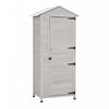Outsunny 36\" X 25\" X 79\" Outdoor Wooden Garden Shed, 4 Tiers Tool Shed Organizer With 3 Shelves, Handle, Tin Roof, Magnetic Latch, Foot Pad For Garden, Patio, Light Grey
