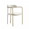 Serene Mid-Century Modern Metal Upholstered Dining Chair in Alabaster