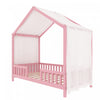 Paul Montessori Floor Bed with Canopy and High Railings,Twin Size,Pink Twin Bed