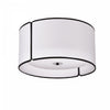 Dainolite Notched Drum 3 Light Flush Mount Matte Black White Shade And Diffuser Lamp