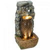 Outsunny Outdoor Water Fountain with LED Lights , Rustic