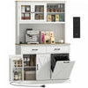 HOMCOM 69\" Pantry Cabinet, Kitchen Cabinet with Charging Station, White