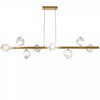 Dainolite Pearlene 8 Light Horizontal Pendant Aged Brass Clear Glass Lamp