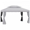 Outsunny 13' X 10' Patio Gazebo, Double roof Outdoor Gazebo Canopy Shelter With Netting & Curtains, Strong Aluminum Frame, Light Grey