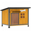 PawHut Dog House Anti-Chewing Steel Frame, Wooden Dog Kennel House with Openable Roof, Removable Floor, Door Curtain, Weatherproof Pet Shelter for Outdoor Indoor
