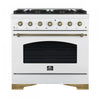 Forno Antico 36\" Freestanding Gas Range, White, Convection Oven- FFSGS6219-36WHT