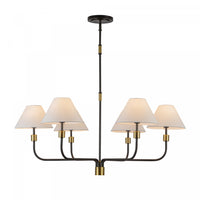 Providence 6 Light Chandelier, Black, Brushed Brass Lamp