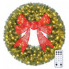 HOMCOM 36in Pre-Lit Christmas Wreath for Front Door with 3D Red Bow