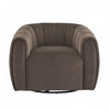 Vela Modern Velvet Swivel Club Chair with Tub Design, Black, Dark Brown