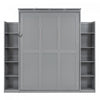 Aiden Murphy Bed with Shelves and LED Lights,Full Size,Grey Full Bed