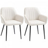 HOMCOM Dining Chairs Set of 2, Upholstered Accent Chairs with Metal Legs
