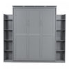 Glenn Engineered Wood Murphy Bed With Shelves And Led Lighting, Queen Size, Grey