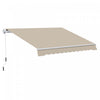Outsunny 13' X 8' Manual Retractable Patio Awning Sun Shade Outdoor Deck Window Door Canopy Shelter Aluminum Frame Khaki