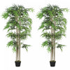Outsunny 6FT Artificial Bamboo Tree Set of 2 in Pot with 1530 Leaves, Green